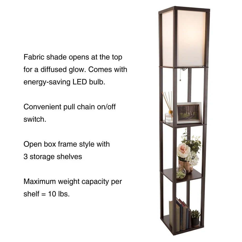 62 Inch LED Floor Lamp with 3 Tier Shelves for Living Room Bedroom Office