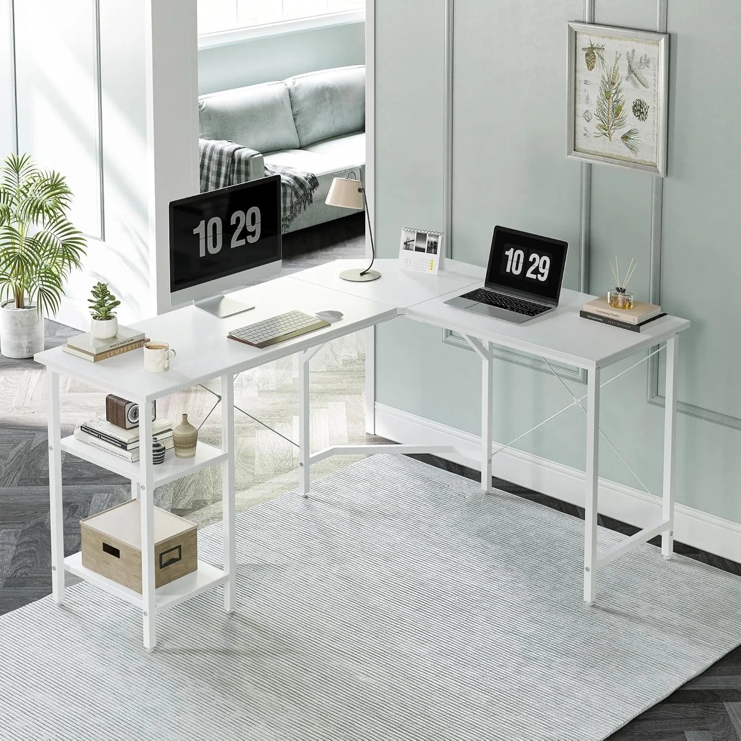 L Shaped Desk 59 Inch Reversible Corner Desk with Storage for Home Office