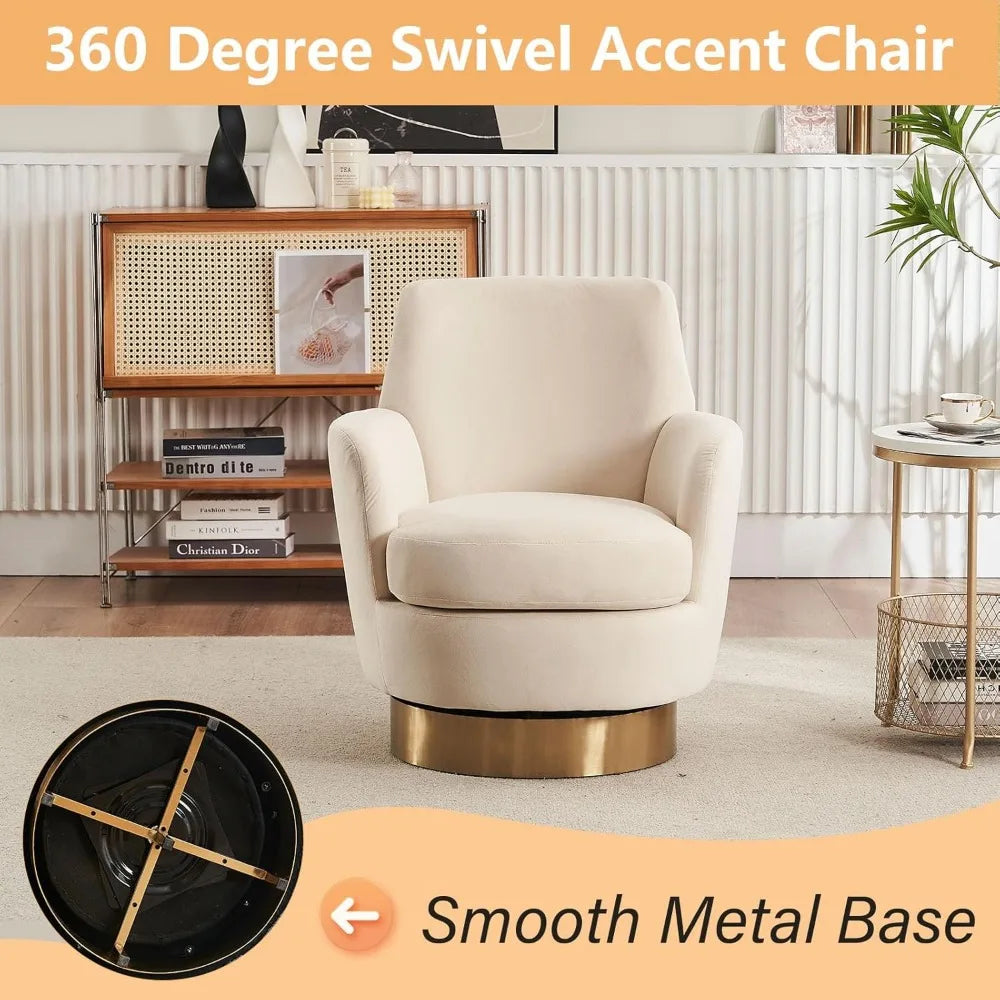 Swivel Barrel Chair Set of 2 Modern Velvet Accent Chairs 360 Degree