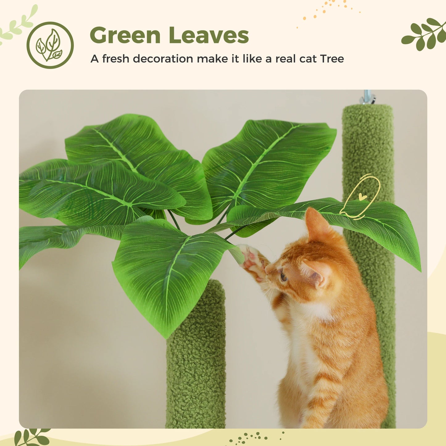 Floor to Ceiling Cat Tree Adjustable Height Wooden Tower with Scratching Posts