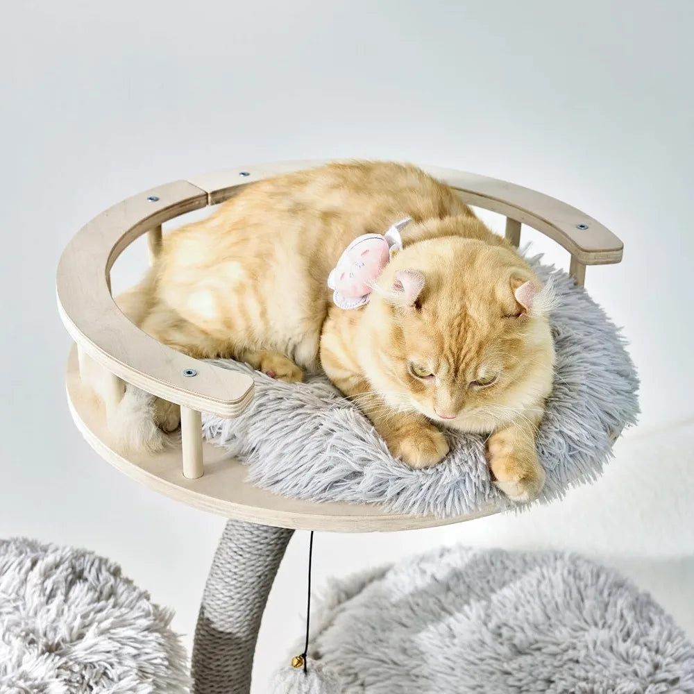 KAMABOKO 60.2" Tall Cat Tree Luxury Condo for Large Cats Scratching Post