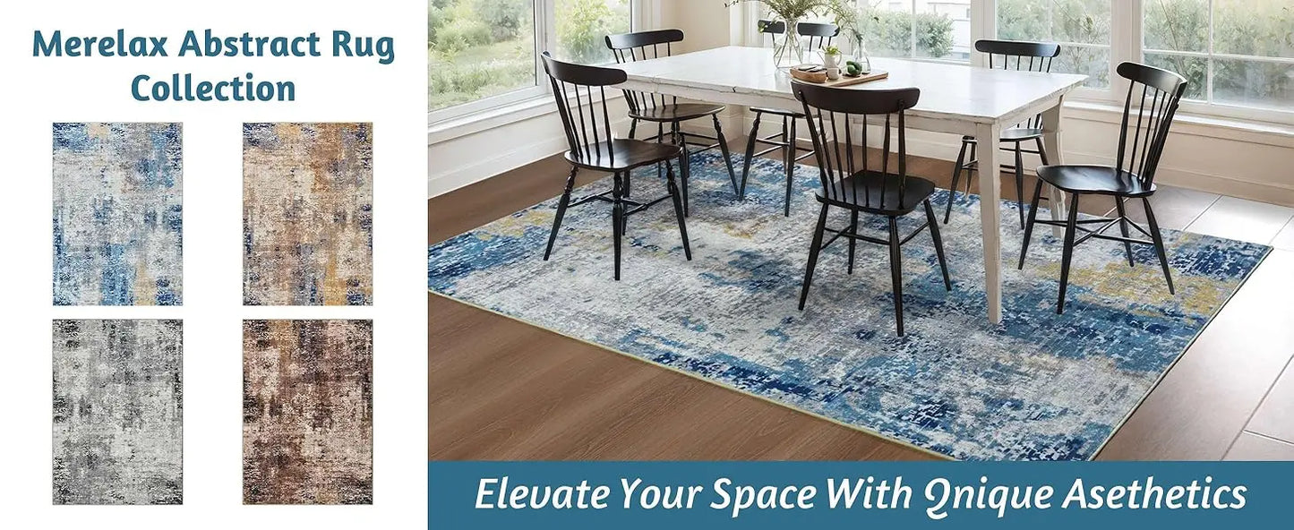 Large Modern Abstract Area Rug Boho Vintage Machine Washable Non Slip