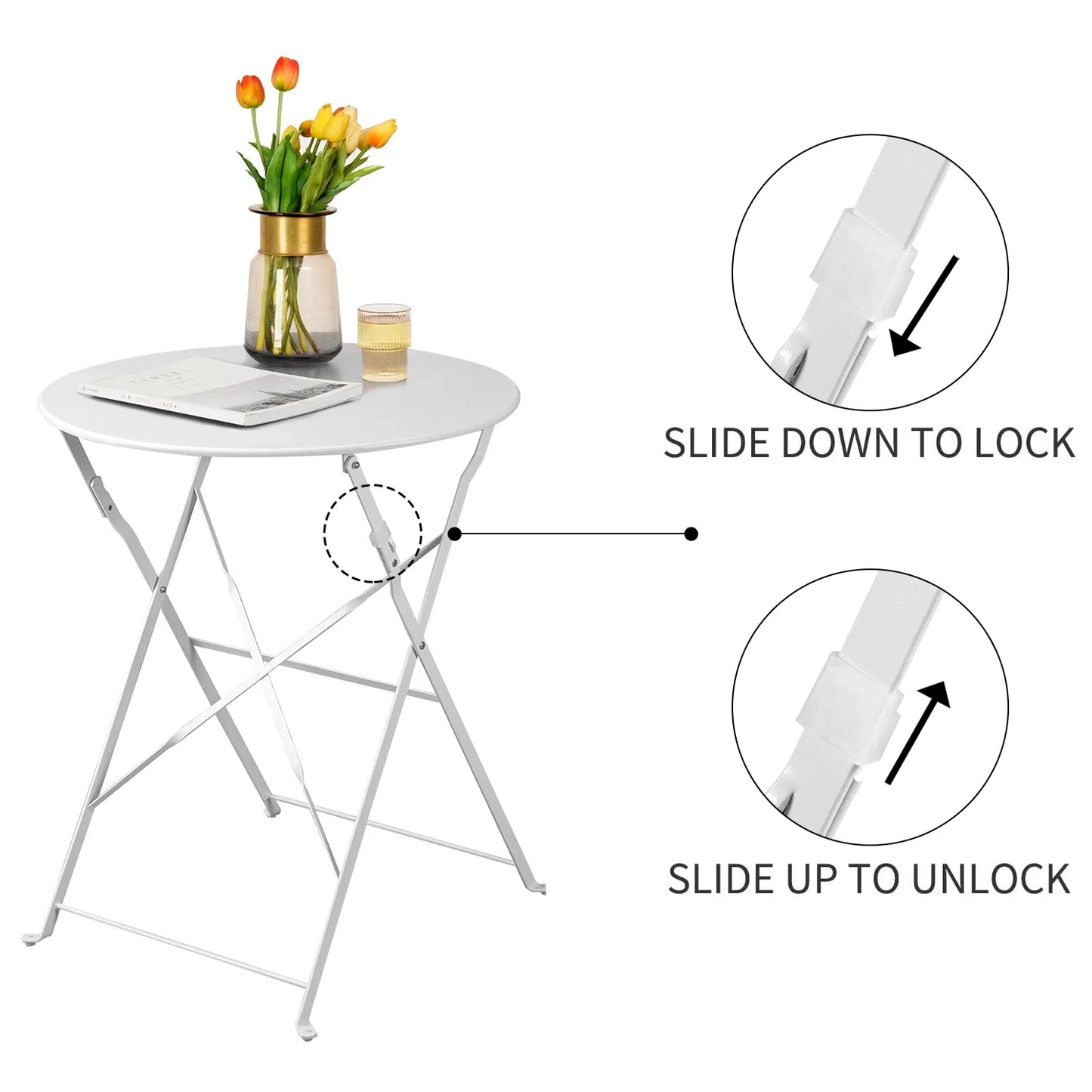 Ljustra Patio Bistro Set Outdoor Folding Garden Furniture 3-Piece