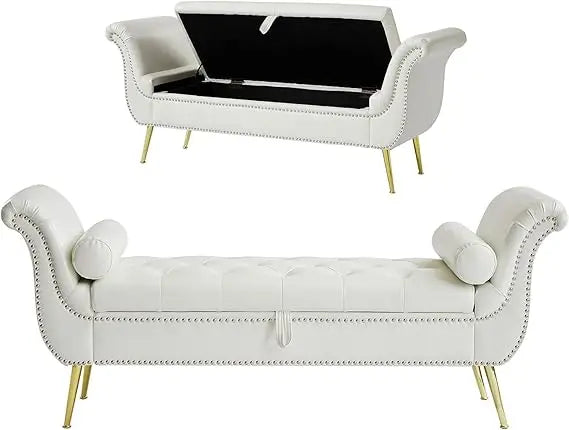 Ljustra PU Leather Storage Ottoman Bench 66.53" Modern End of Bed