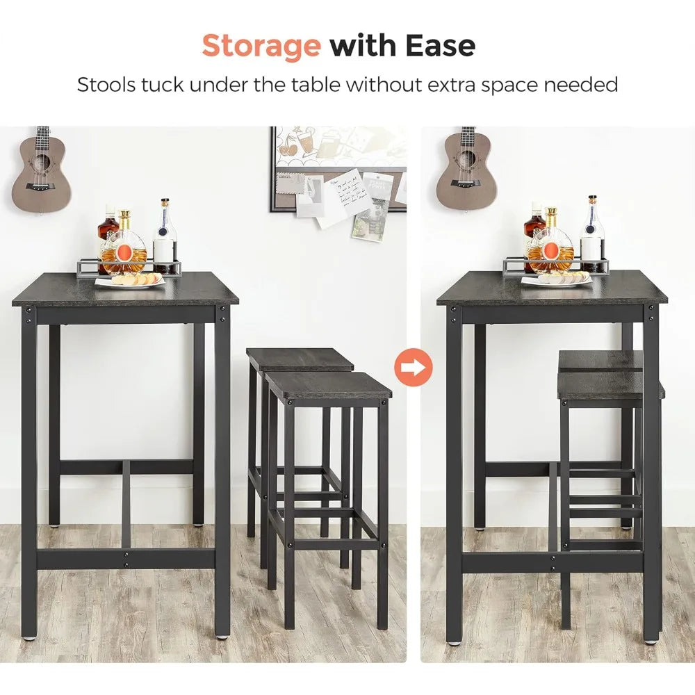 Bar Stools Set of 2 Industrial Kitchen Breakfast Chairs Footrest