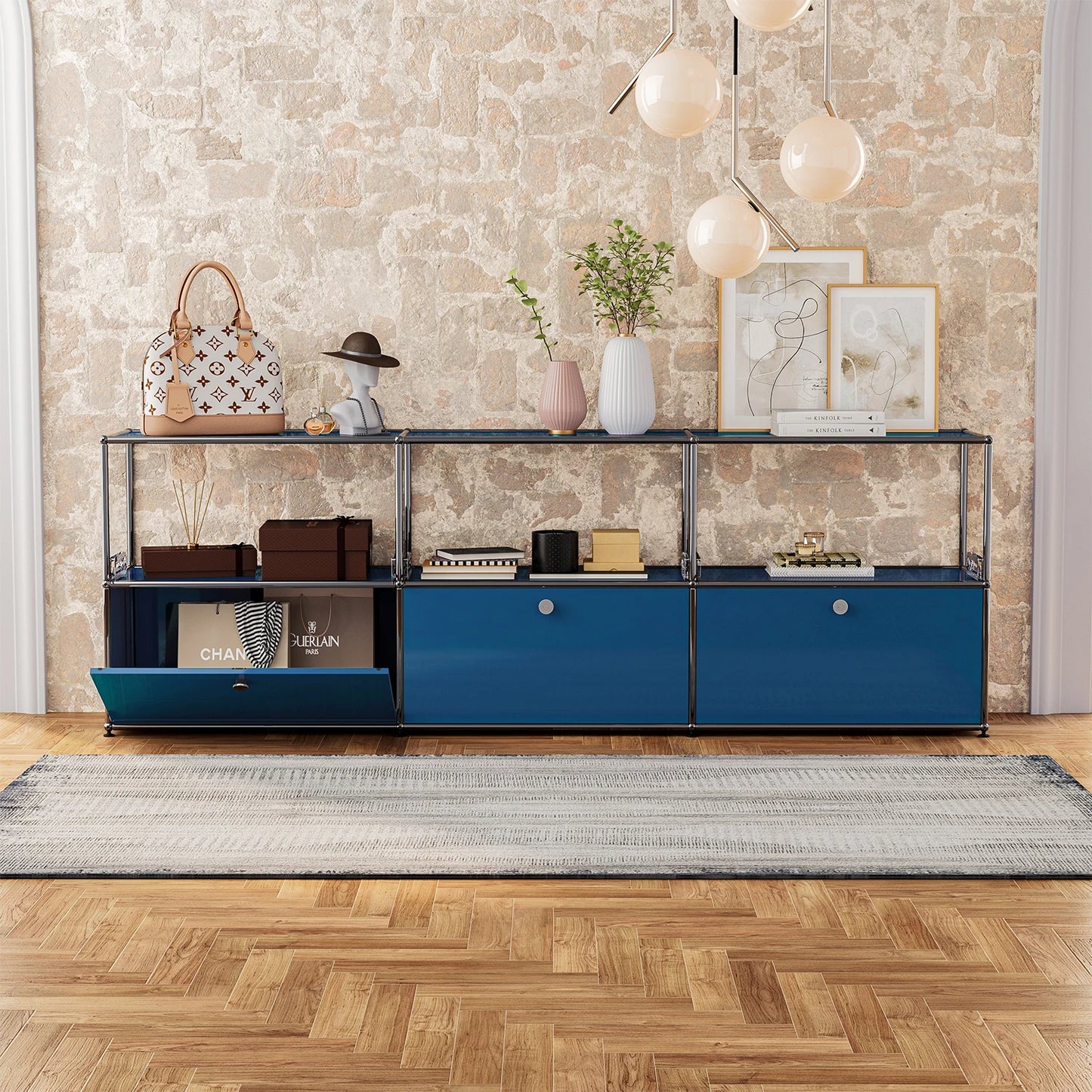 Modern TV Stand Storage Cabinet Metal Frame Living Room Office Furniture