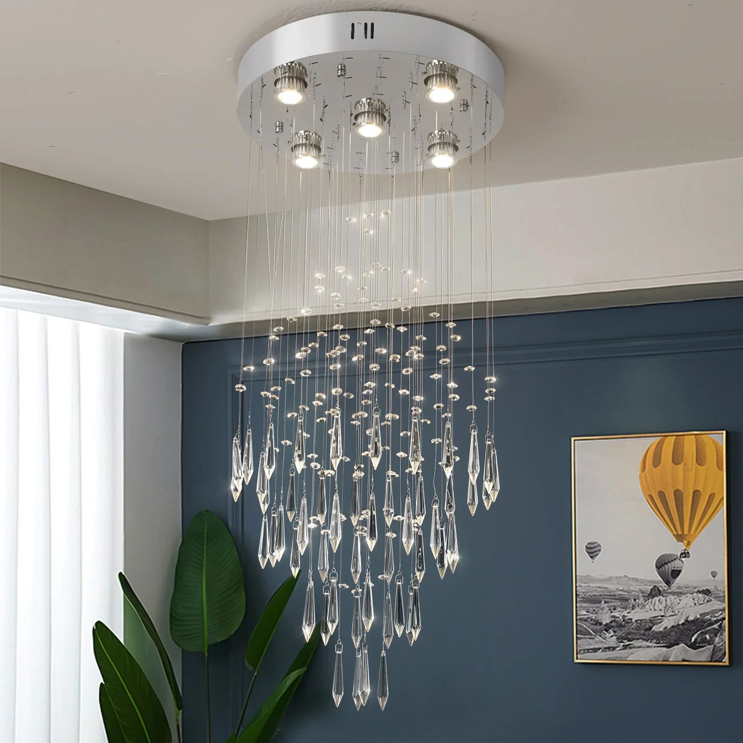 Raindrop LED Crystal Pendant Light Modern Chandelier Ceiling Lamp