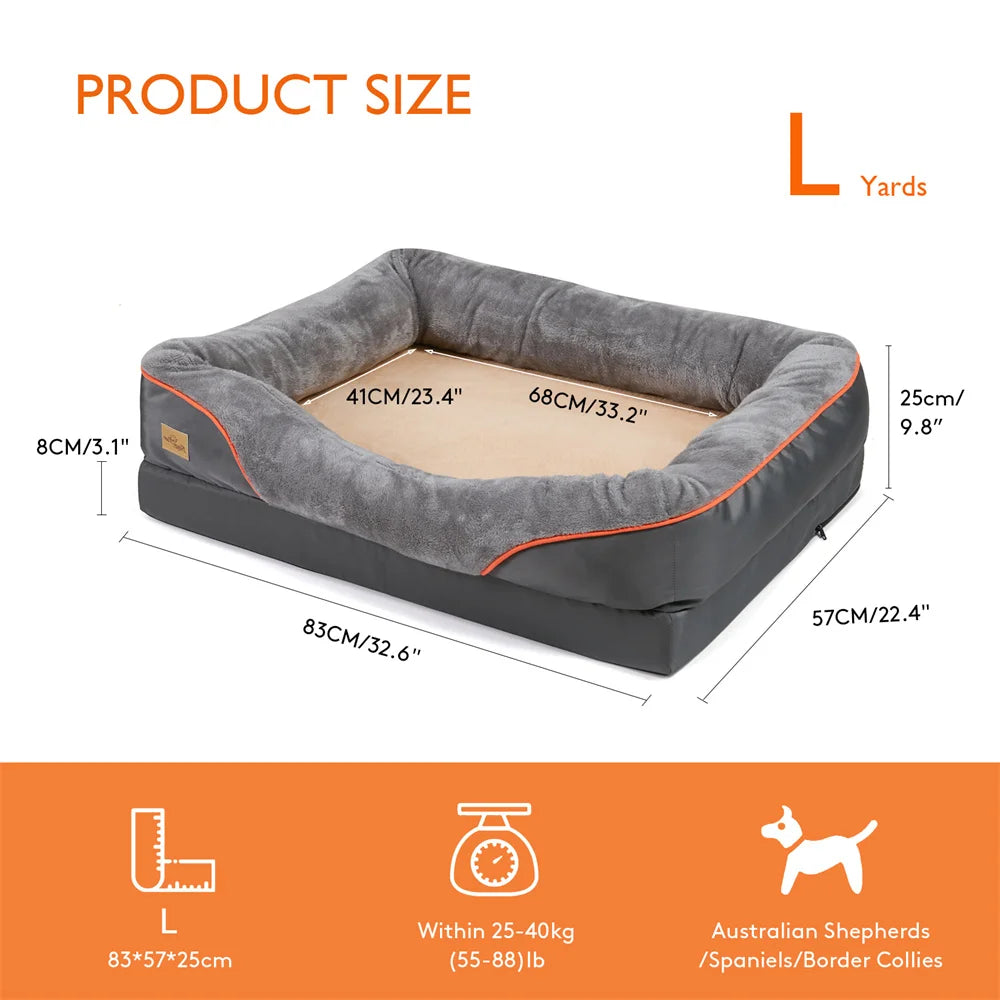 Jumbo Orthopedic Memory Foam Dog Bed Waterproof Removable Cover