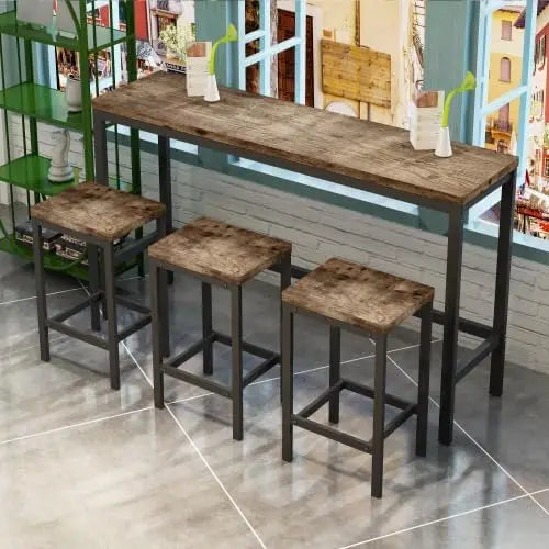 Ljustra Bar Table and Chairs Set 60.24” High Top Kitchen Dining Desk
