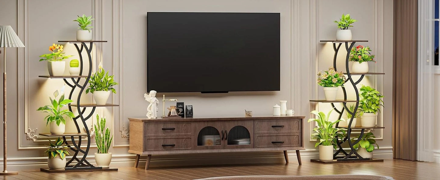 Indoor Plant Stand with Grow Lights 5-Tiered Metal Shelf Rack