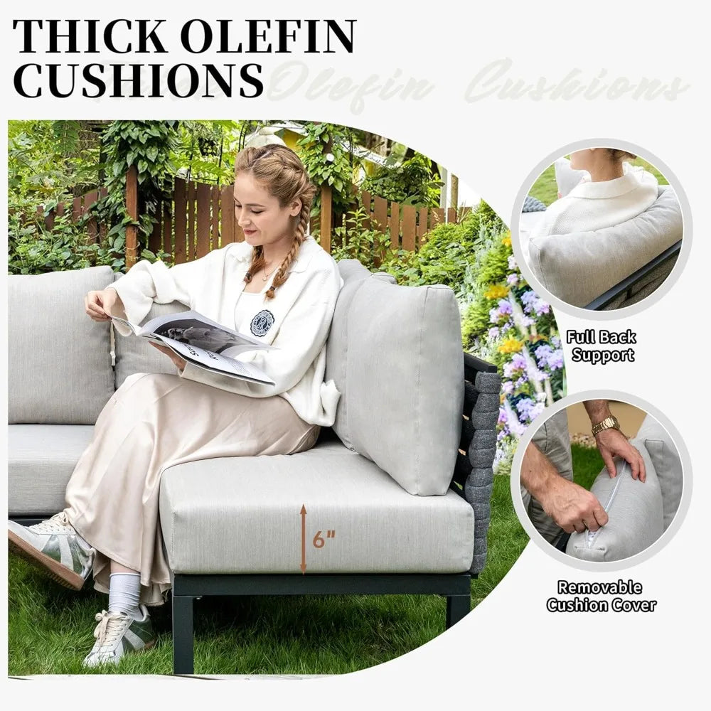 12 Pieces Outdoor Patio Furniture Set U-Shaped Sofa Modular Couch