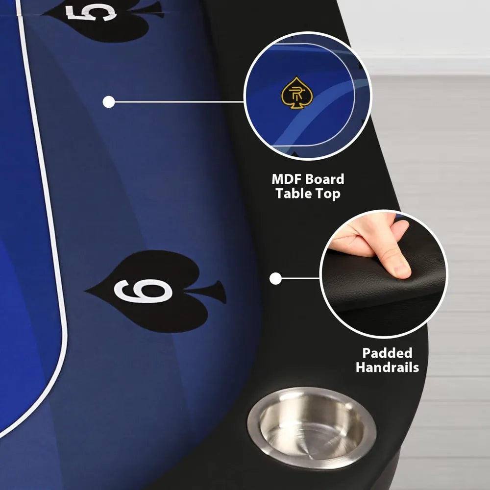 Poker Table for 10 Players 84 Inch Foldable with Stainless Steel Cup Holders