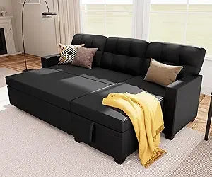 Reversible Sectional Sofa Bed with Storage Chaise Pull Out Couch