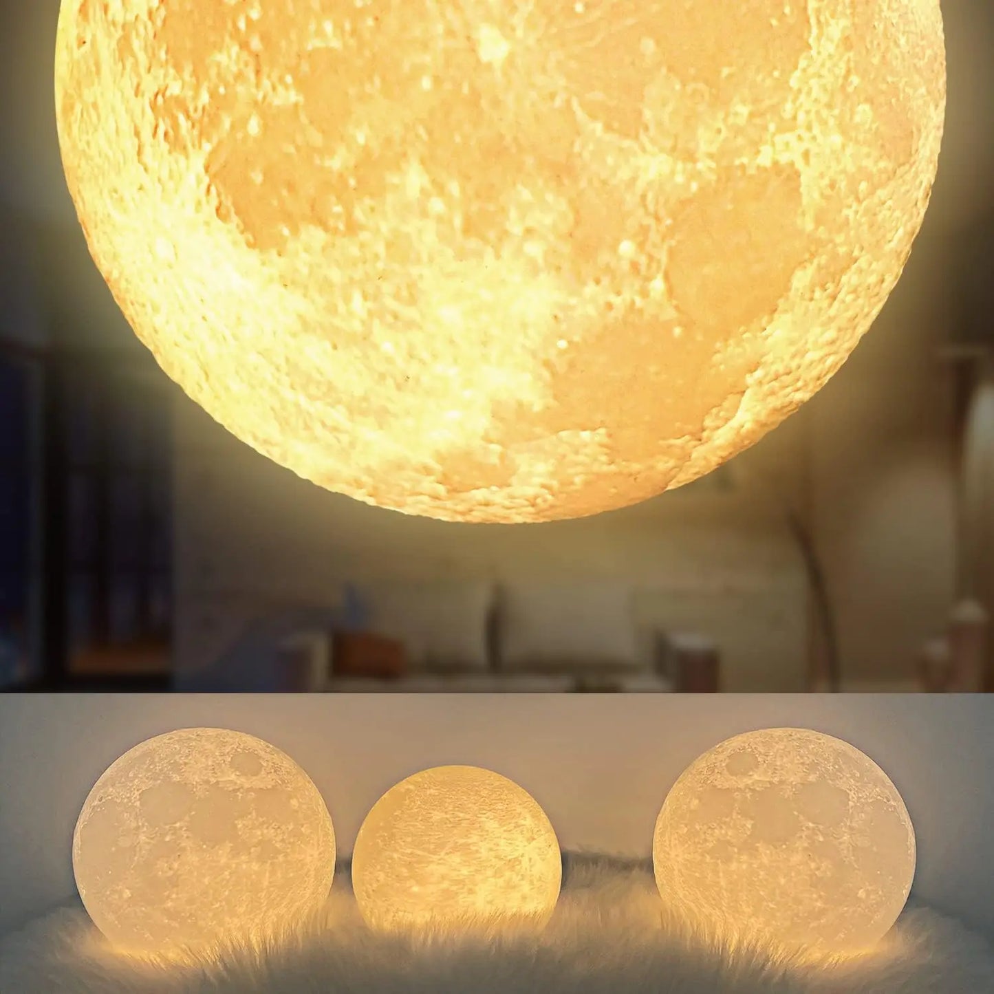 Magnetic Floating Moon Lamp with 3 Color LED Night Light Unique Gift
