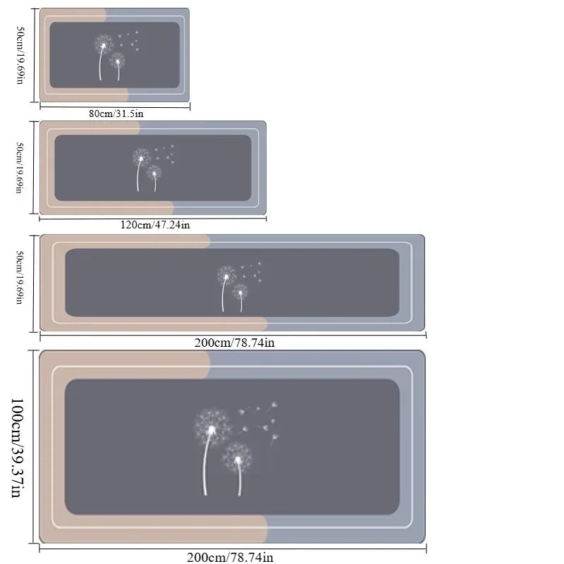 Blue Grey Diatomaceous Earth Kitchen Floor Mat Slip Resistant Dirt Resistant