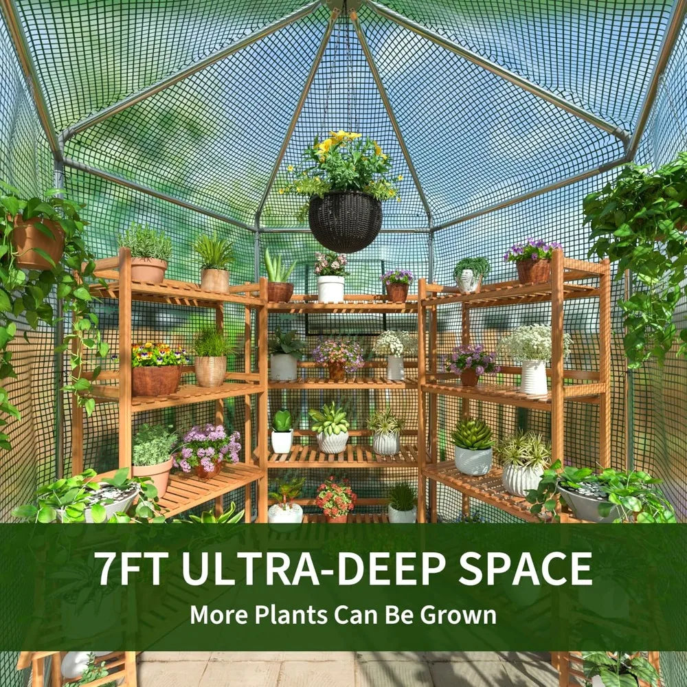 Heavy Duty 7x7x7.3 FT Outdoor Greenhouse Walk-in Metal Green House