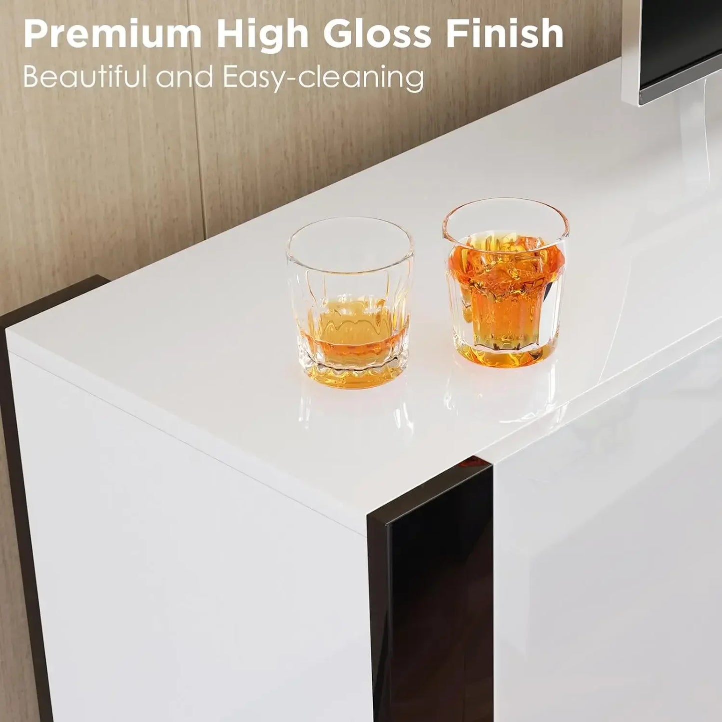 Fireplace TV Stand 70" Modern Entertainment Center with LED Lights