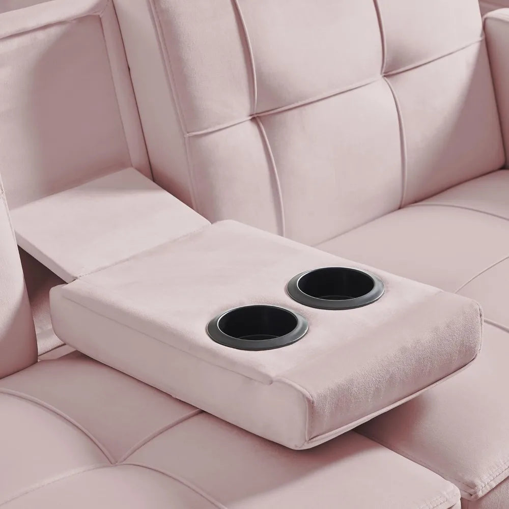 Ljustra Futon Sofa Bed Convertible Modern Linen Couch with Cup Holders