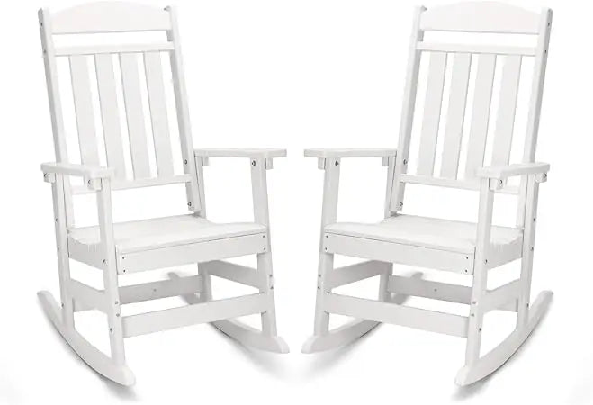 Patio Rocking Chairs Set of 2 HDPE All Weather Outdoor Rockers