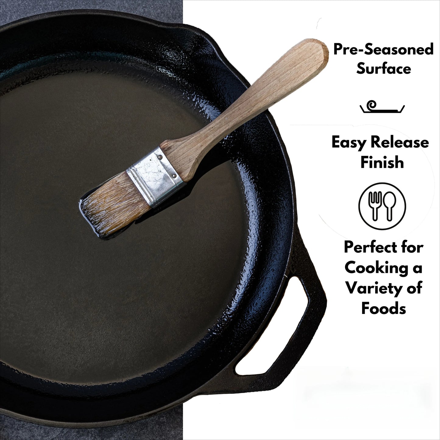 Ljustra 12 Inch Cast Iron Skillet Oven Safe Pre-Seasoned Cookware
