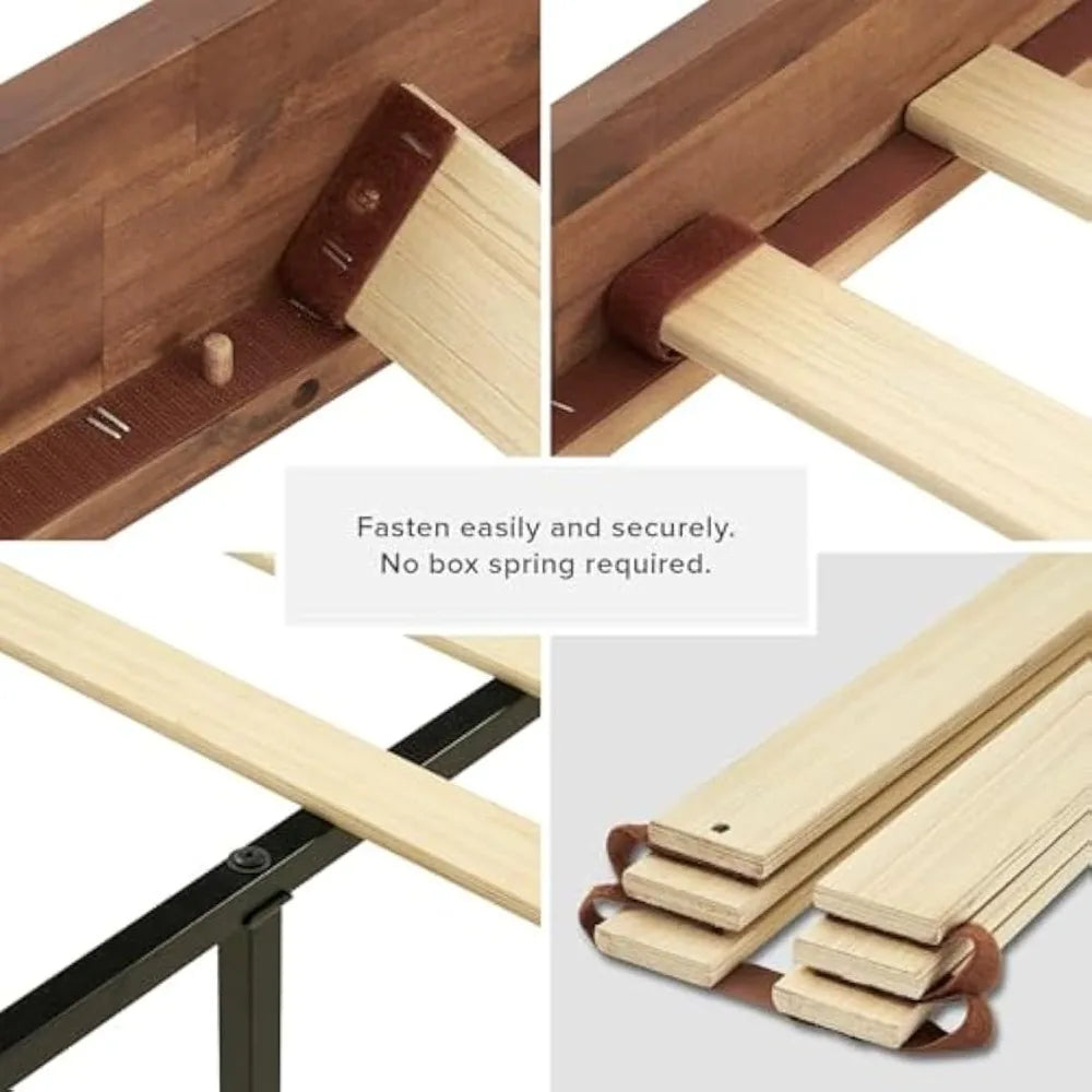 Ted Bed Frame Mid Century Modern Acacia Solid Wood Platform Bed