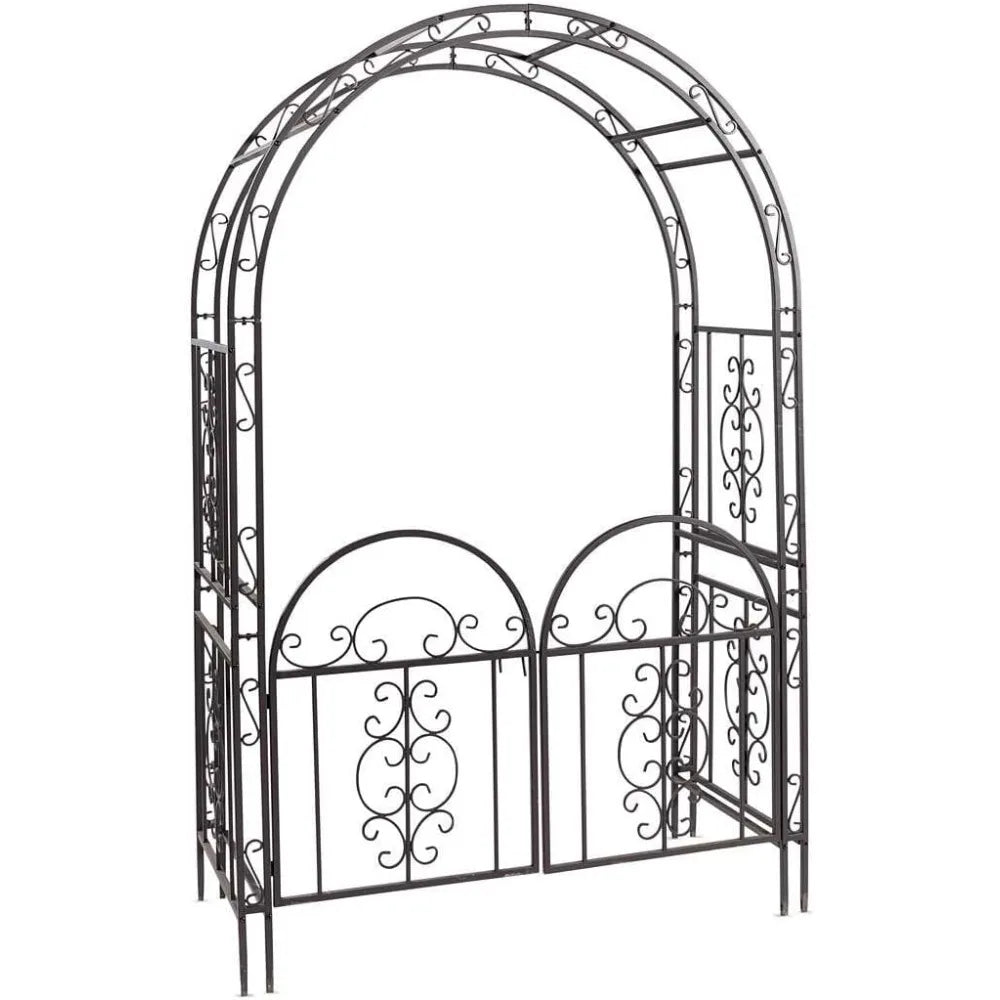 Arch Metal Outdoor Garden Arbor Double Gate 84 Inch Height 53 Inch Width