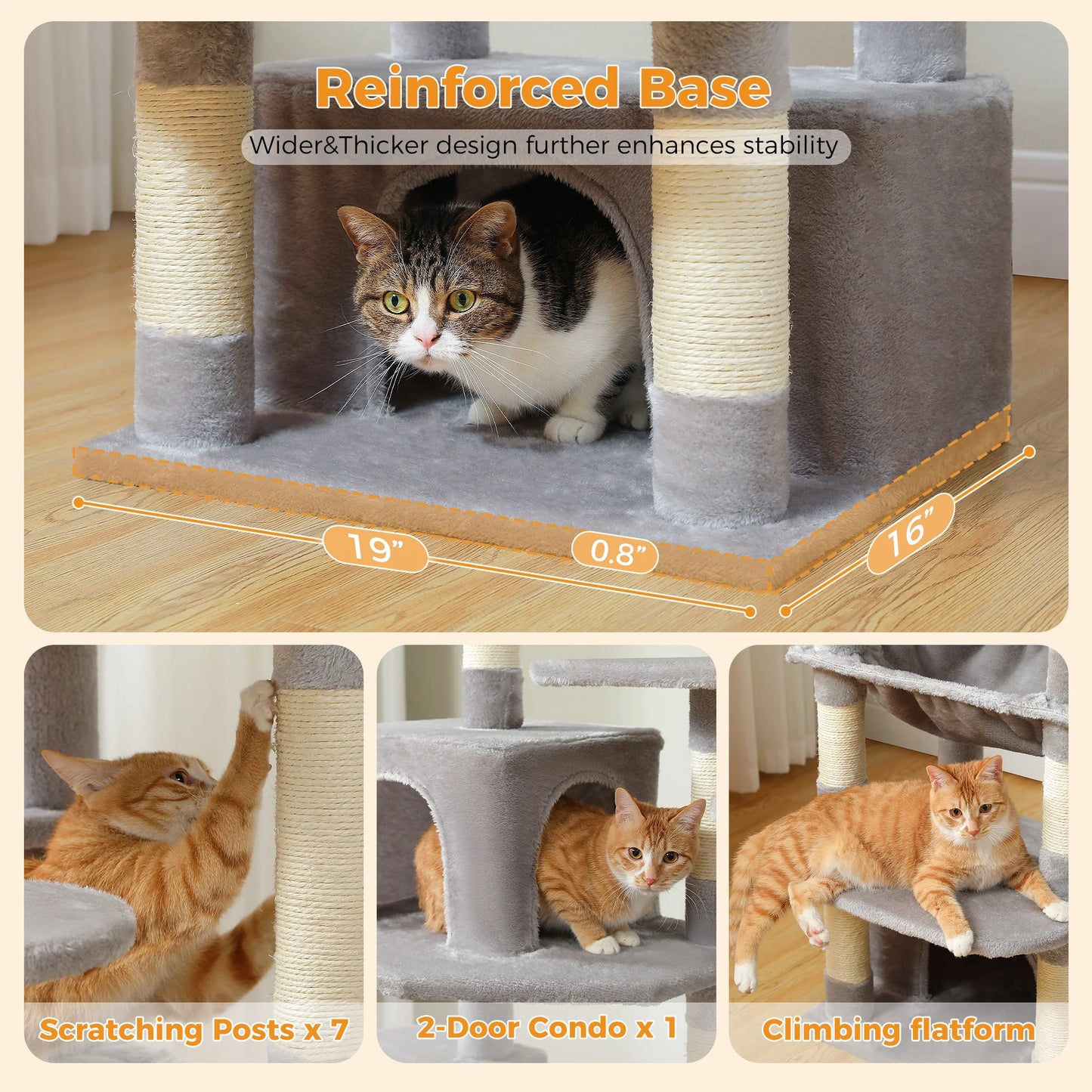 Large Cat Tree Tower Indoor Cats Scratching Posts Hammock Condo Toys