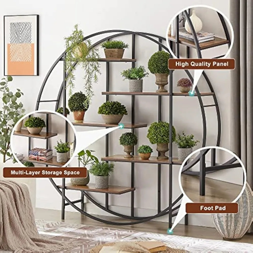 Ljustra 5-Tier Round Plant Stand Metal Shelf for Indoor Outdoor Display
