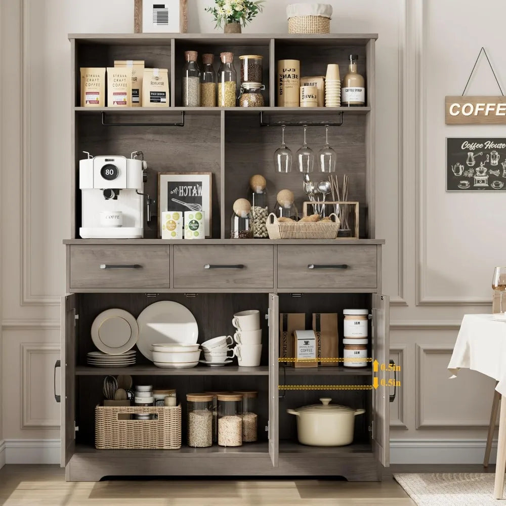 Modern Farmhouse Buffet Cabinet with Hutch and 3 Drawers