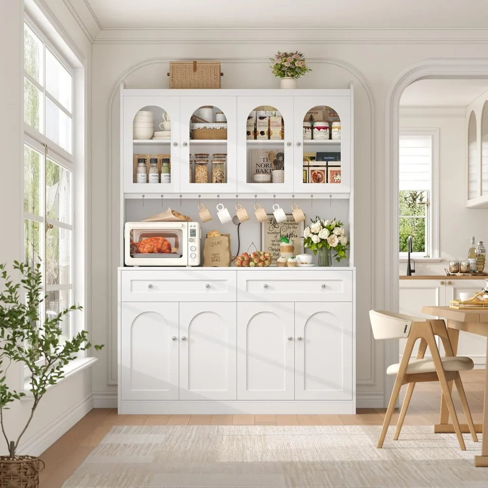 73" Tall Kitchen Pantry Cabinet with Countertop Adjustable Shelves