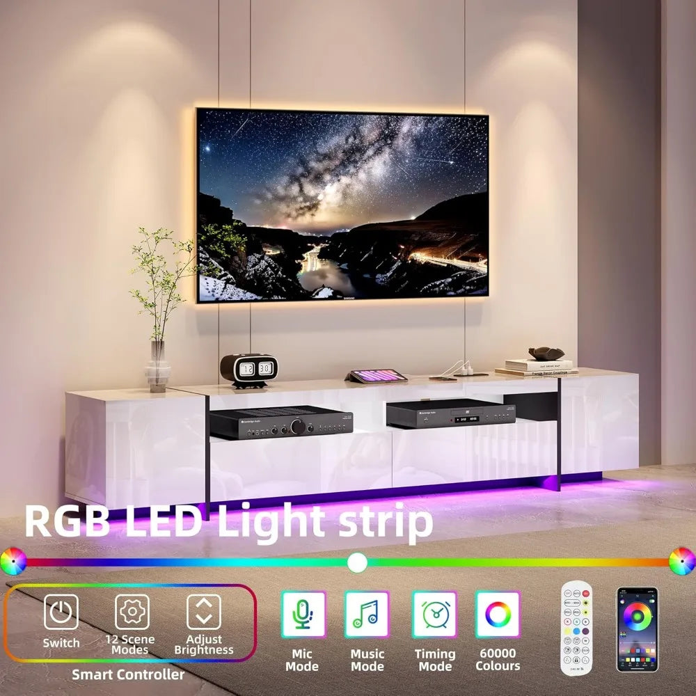 Ljustra 94.5" Modern TV Stand for Up to 100" TV with LED Lights