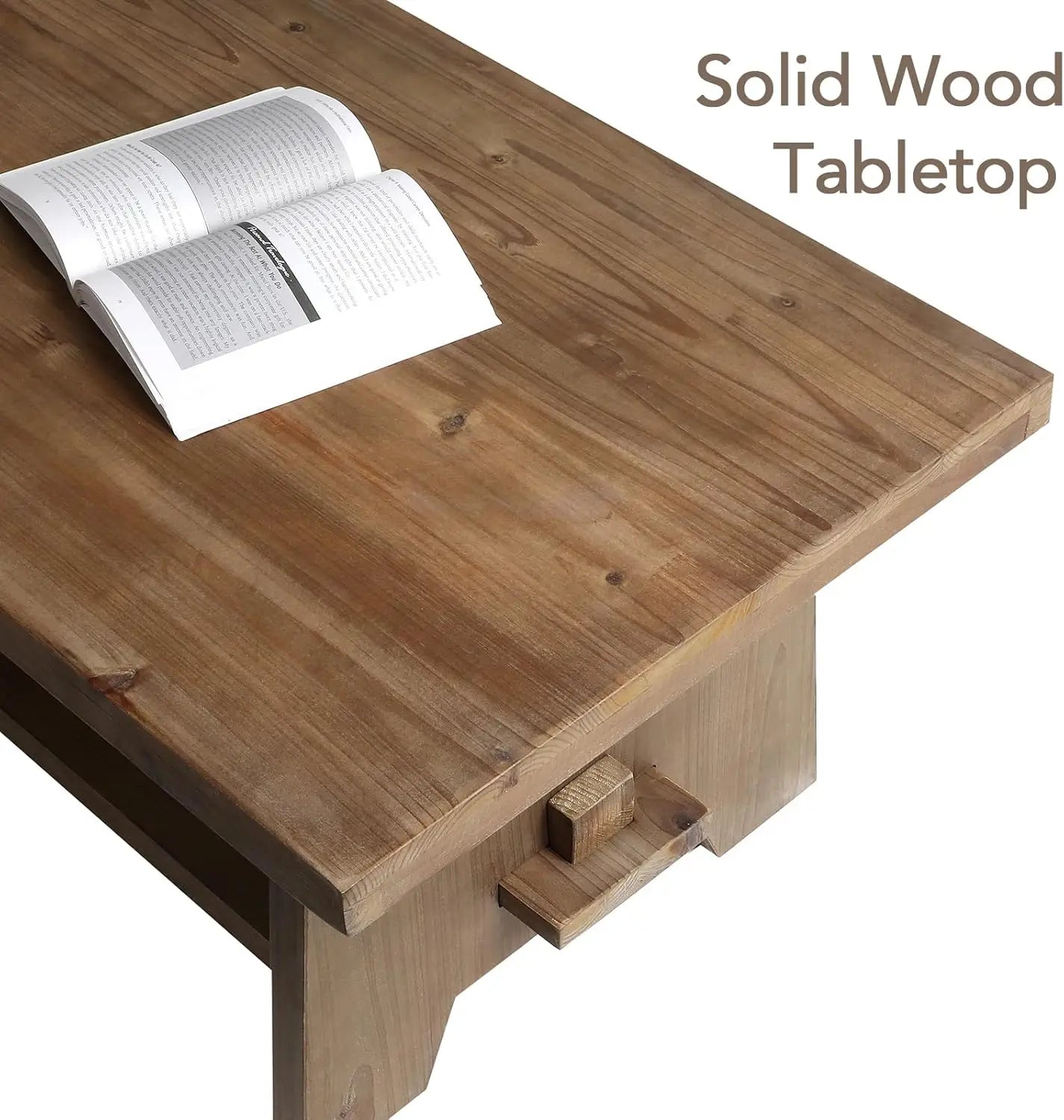 Farmhouse Wood Coffee Table 43.4 Inch Mid Century Modern Firwood