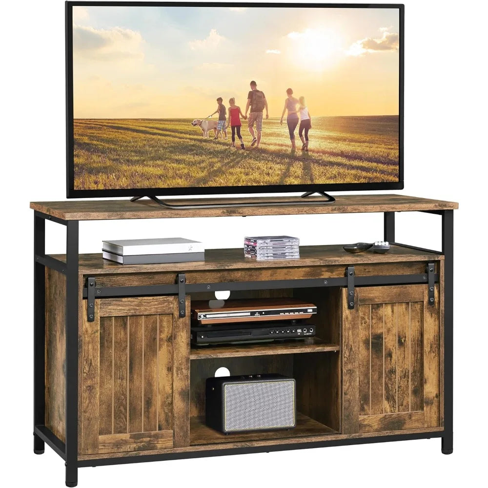 Ljustra Barn Door TV Stand for 55 Inch TV with Adjustable Shelves
