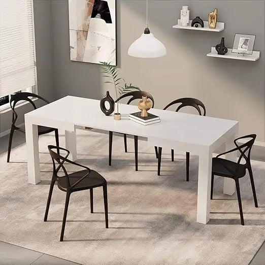 Ljustra Extendable Dining Table 47 to 79 Inch Modern Grey Concrete Effect