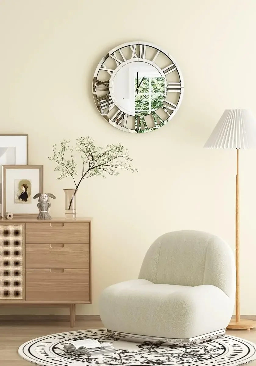 24 Inch Large Wall Clock Decorative Acrylic Mirror Modern Living Room Decor