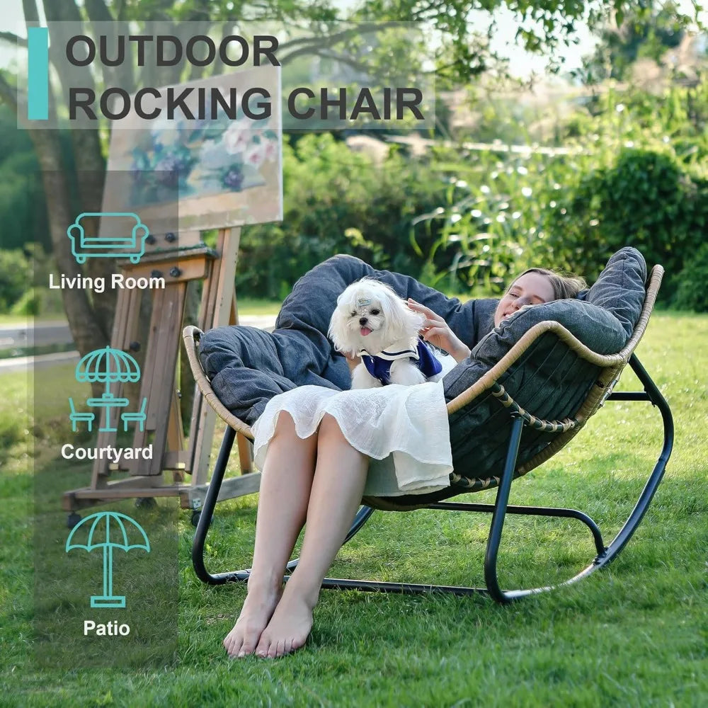 Outdoor Rocking Egg Chair Indoor Papasan Rattan Lounge Modern Design