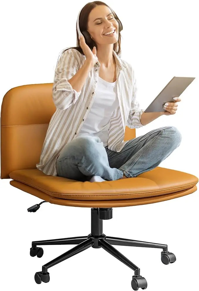 Criss Cross Armless Office Chair with Wheels for Modern Desk