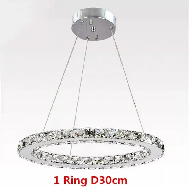 K9 Crystal Ring LED Pendant Light Modern Chandelier Luxury Ceiling Lamp