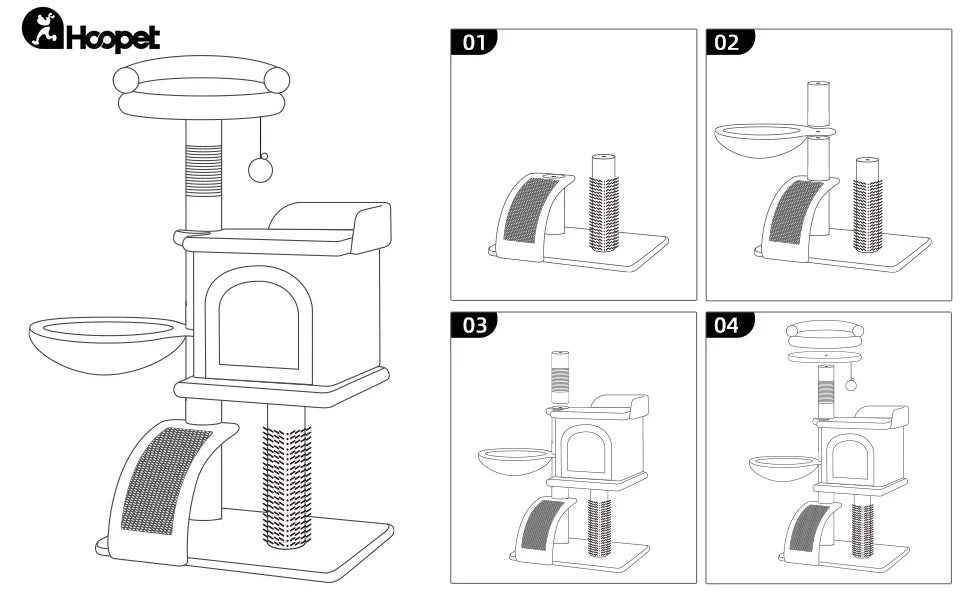 Ljustra Cat Climbing Frame Multi-Level Cat Tower with Scratching Post