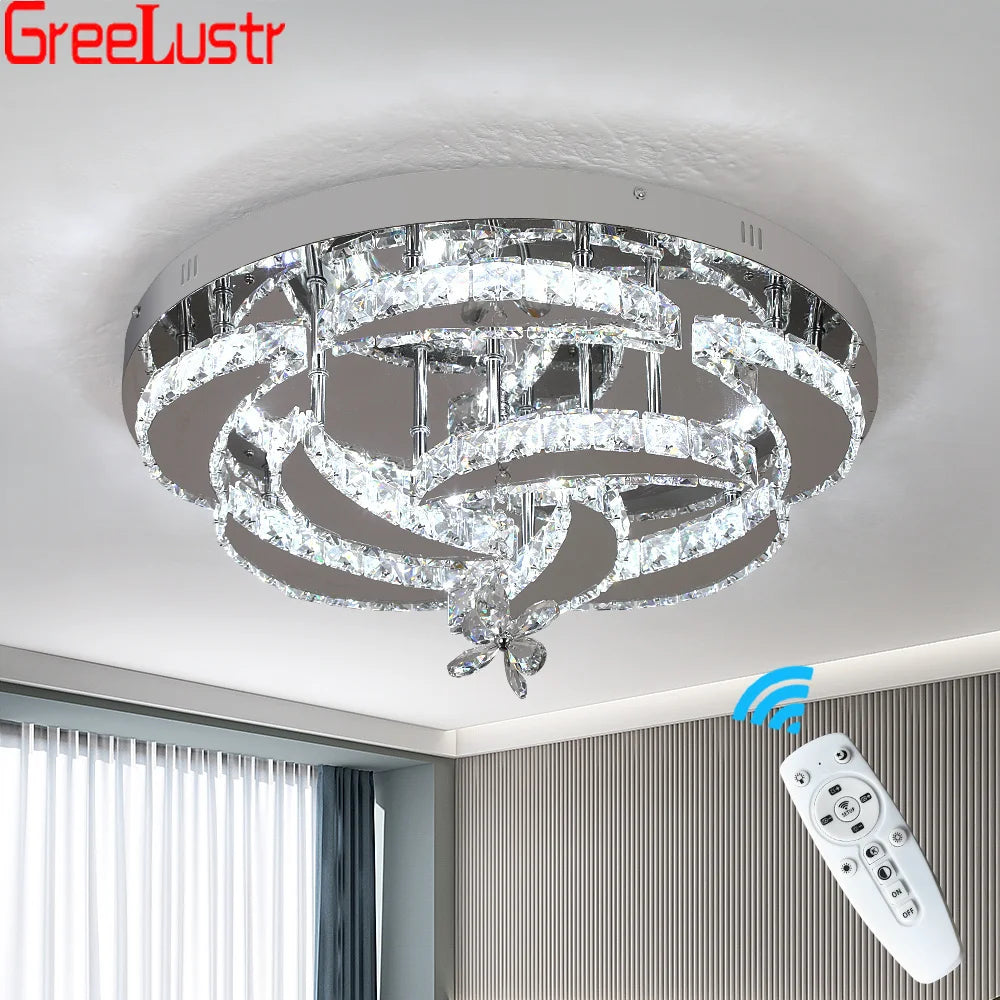 Modern Crystal Drop Chandelier LED Ceiling Light Home Decor