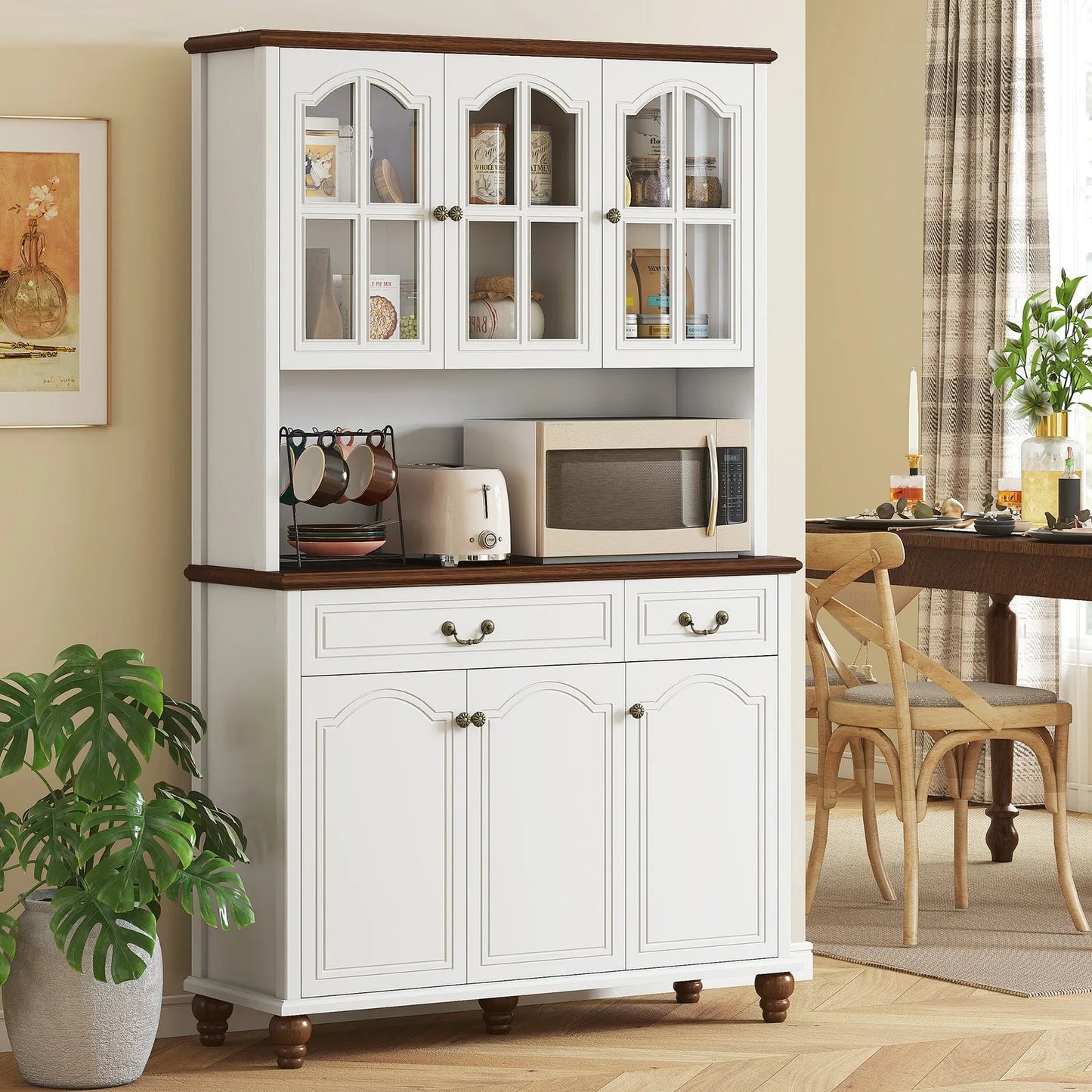 Ljustra Kitchen Buffet Hutch 6 Door 2 Drawer Storage Cabinet Modern