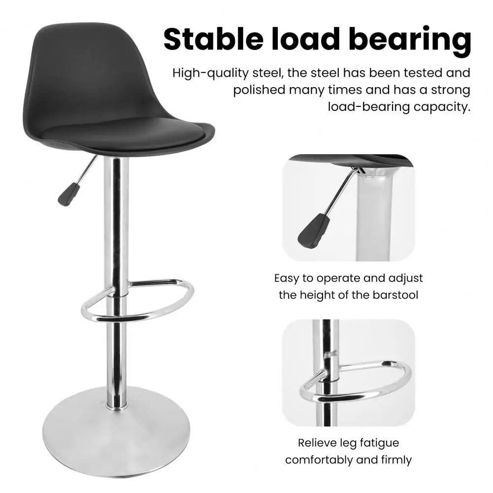 Modern Armless Kitchen Island Stool Set of 2 Adjustable Faux Leather