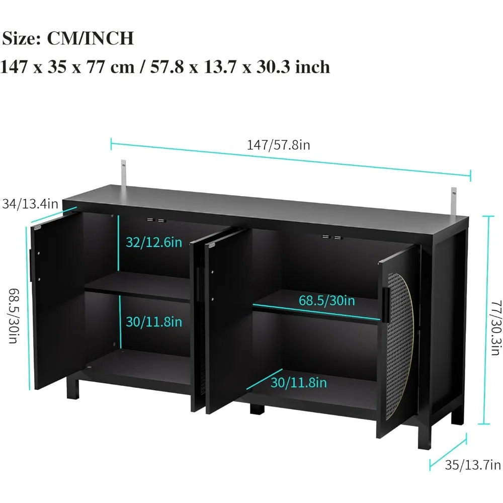 Buffet Cabinet Sideboard Mid Century Modern Storage Accent Credenza