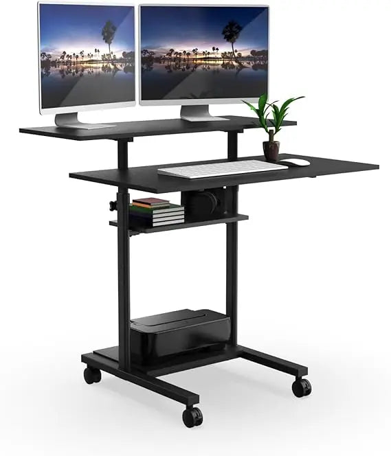 Ljustra Mobile Desk Workstation Height Adjustable Rolling Computer Desk