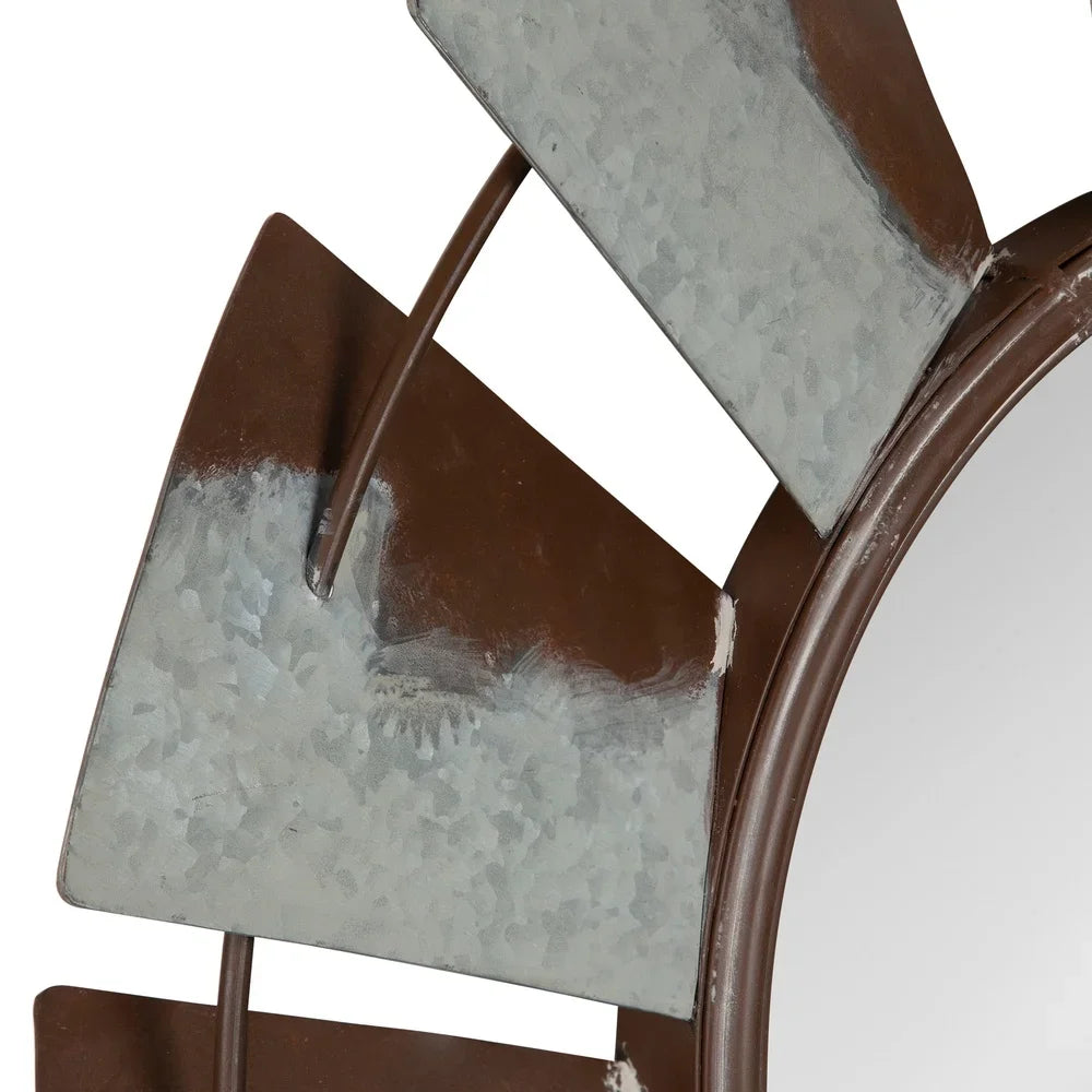 Extra Large Rustic Farmhouse Distressed Metal Wall Mirror 32 Inch