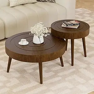 Coffee Table with 2 Storage Drawers Vintage Farmhouse Wood Center Table