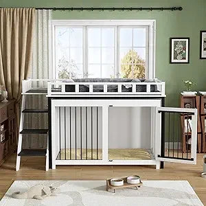 Loft-Style Dog Crate Furniture Heavy Duty Wooden Indoor Kennel