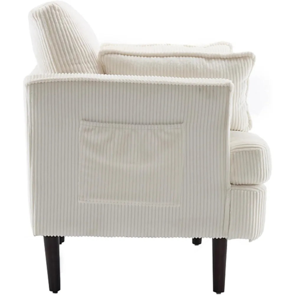 Modern Barrel Accent Chairs Set of 2 Upholstered Armchair with Pillows