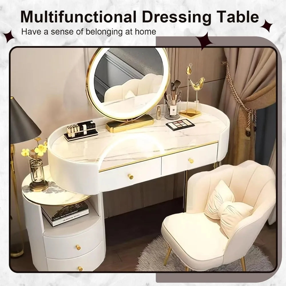 Ljustra Dressing Table with Mirror and Chair Set Vanity Makeup Desk