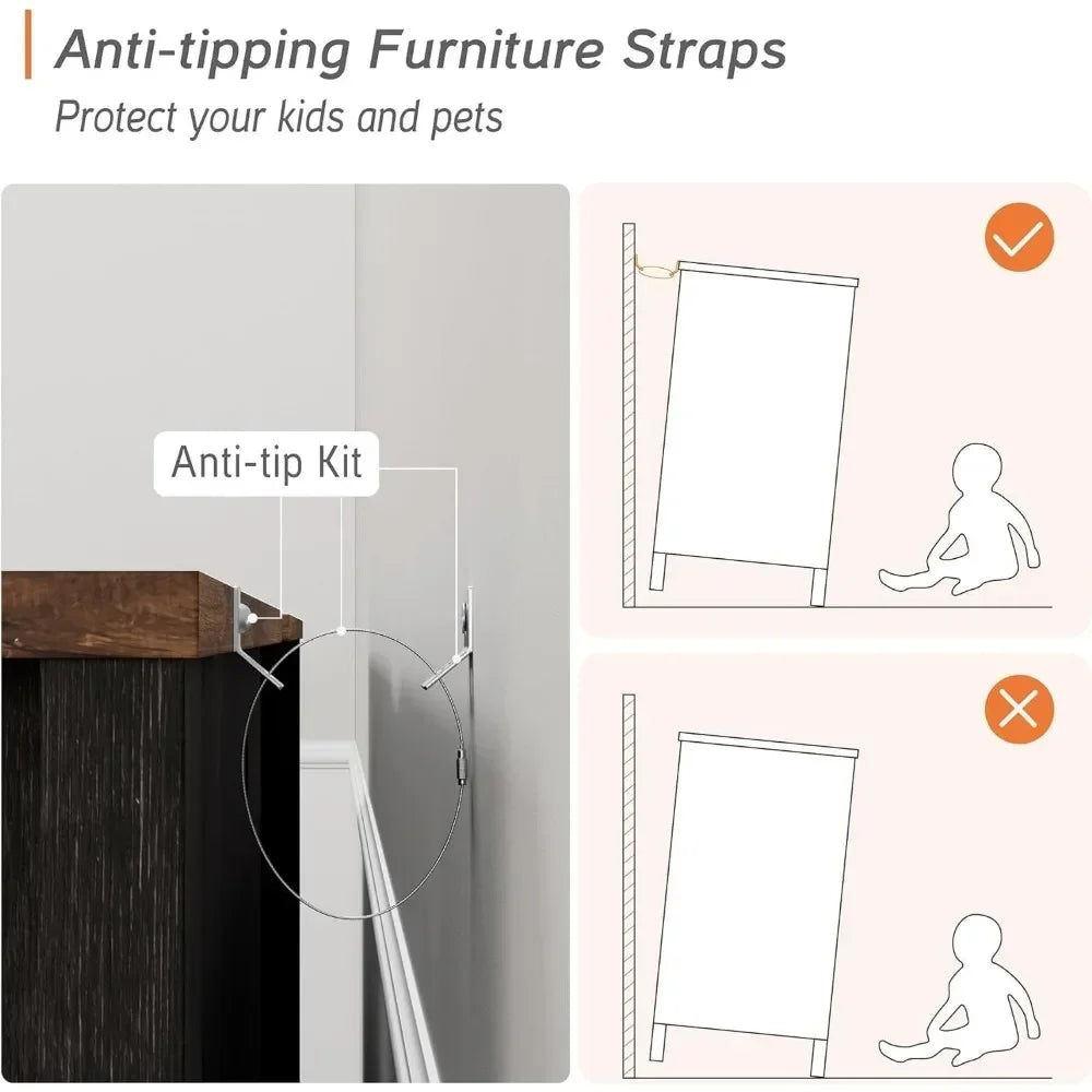 TV Stand Set for 85 inch TV with Charging Station Modern Entertainment Center